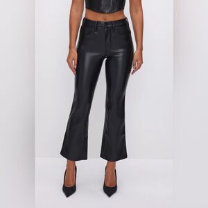 Good American GOOD LEGS CROPPED MINI BOOT FAUX LEATHER PANTS Size 15Plus